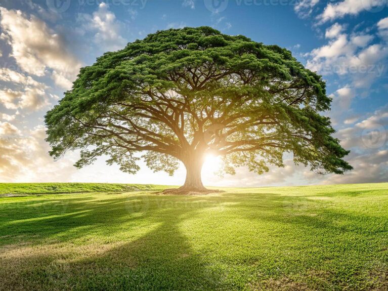 big-tree-growing-in-the-grass-scientific-name-albizia-saman-common-name-rain-tree-photo