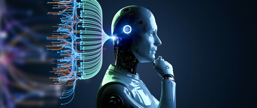 Automation data analytic with 3d rendering ai robot with digital visualization for big data scientist